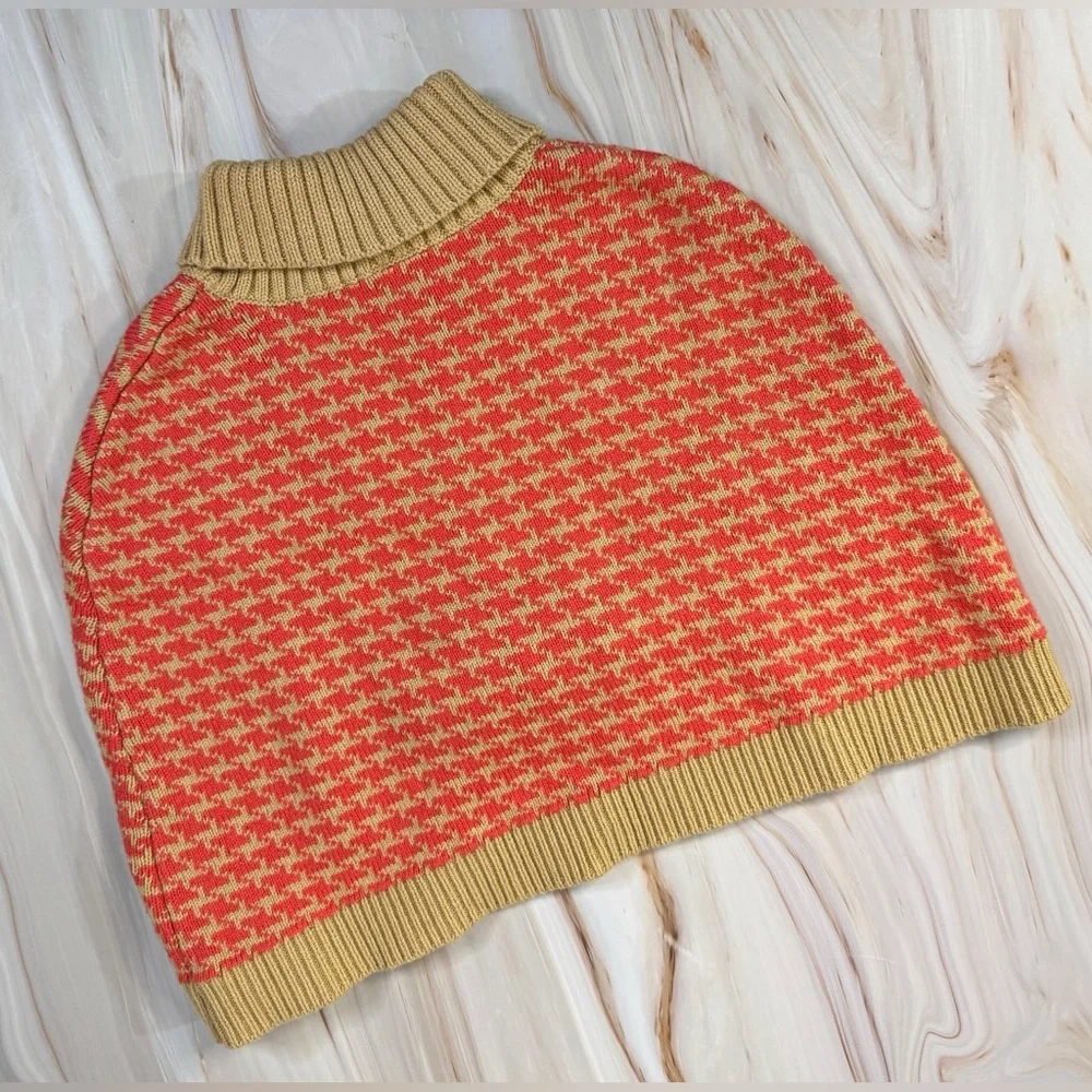 Janie and Jack Beige and Coral Knit Sweater Cape. Size 6-12 Months. Great Cond.